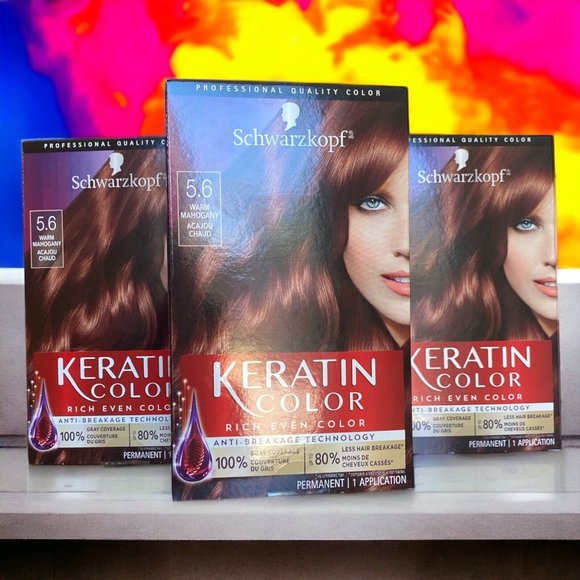 Schwarzkopf Keratin Color 5.6 Warm Mahogany 3 pack Permanent Hair Color Dye NEW - Picture 1 of 7